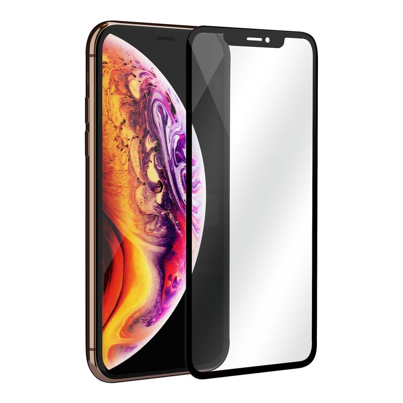 Paquete de 2 Micas de Vidrio Cristal Templado para iPhone XS que Protege de  Golpes y Rayones con Borde Negro y Cristal Totalmente Transparente (iPhone