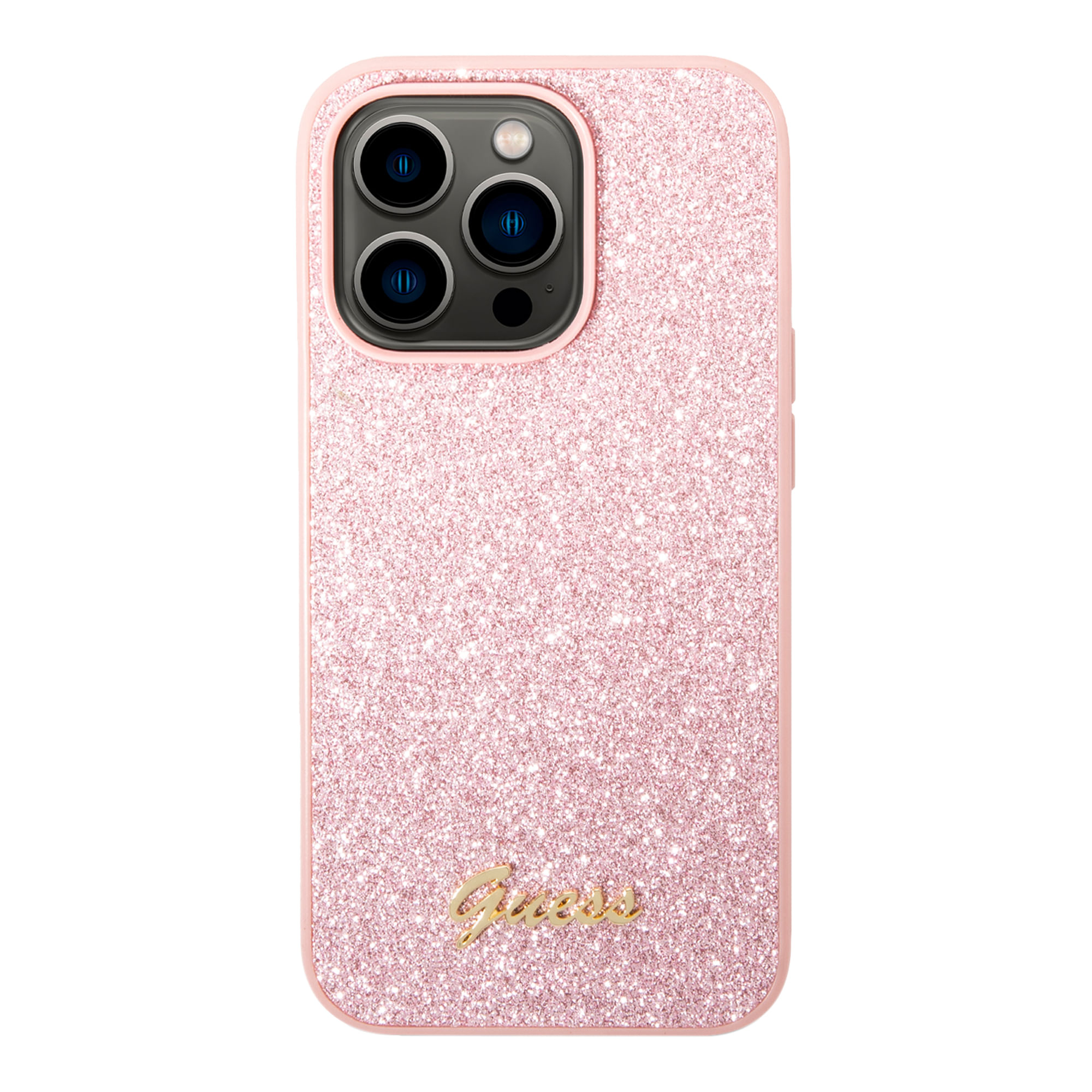 Guess - Funda de teléfono para iPhone 14 Plus en copos de purpurina rosa,  policarbonato y poliuretano termoplástico antiarañazos, funda rígida cómoda