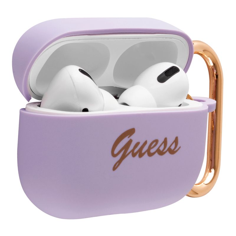 GUESS Funda Airpods 3 Logo Rosa Claro Con Cadena Dorada