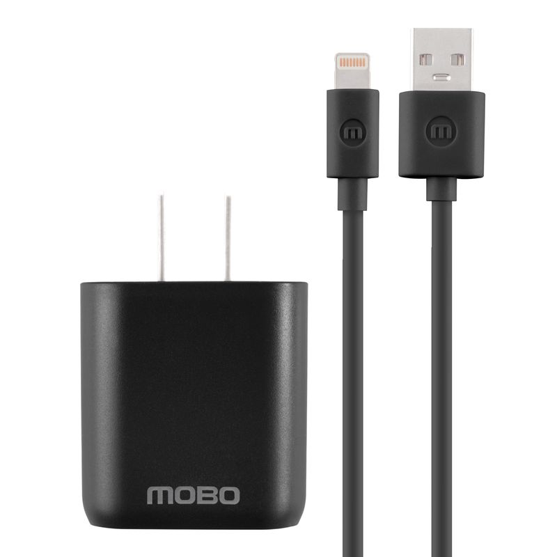 Kit De Carga Mobo 1 Puerto + Cable Lightning Negro 10 w - Mobo