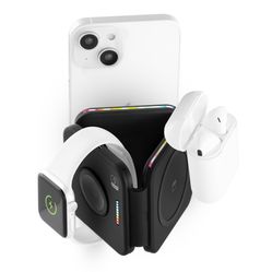 Cargador Inalámbrico 3 En 1 Mobo Fold Negro 15w