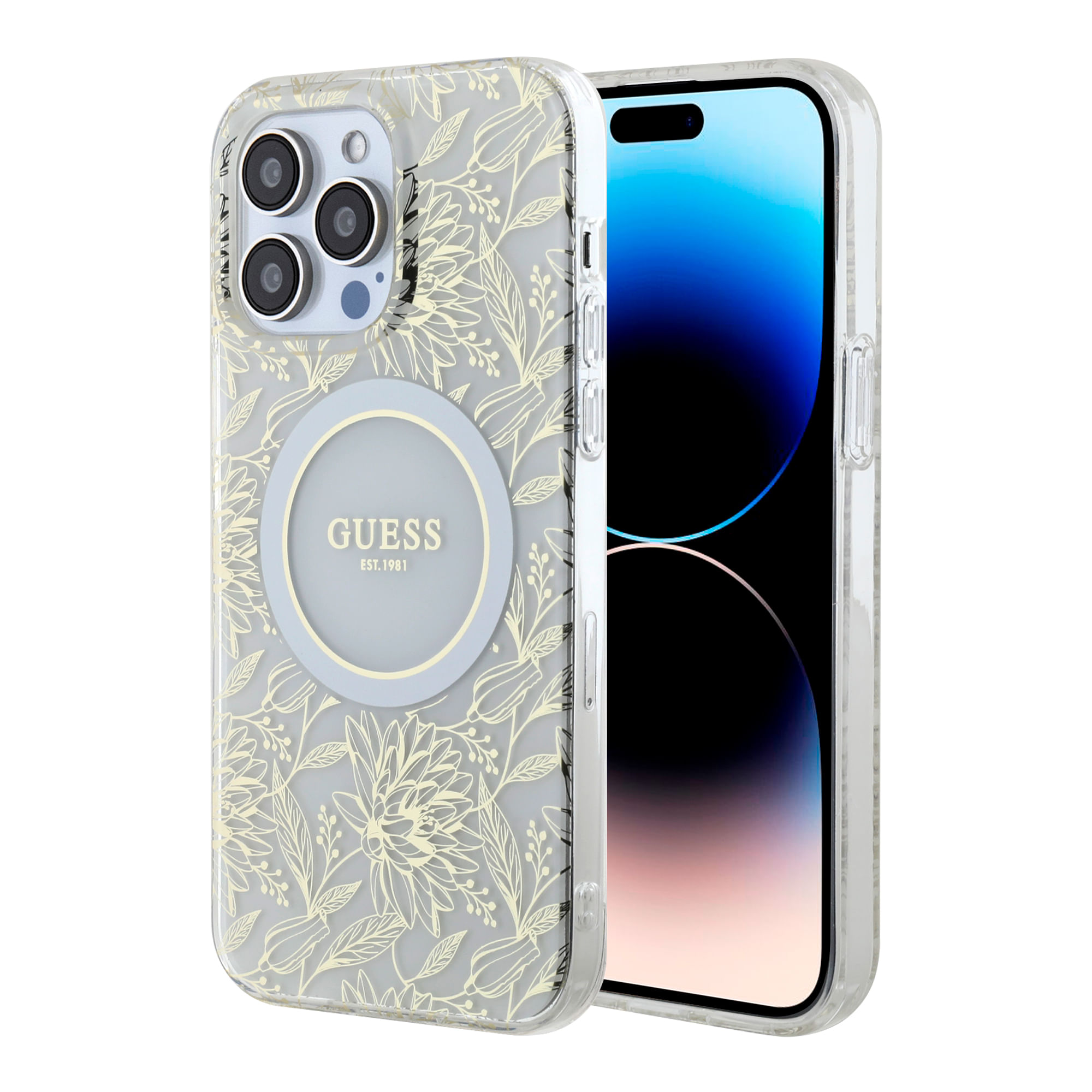 Custodia CG Mobile Guess HC Magfit 4G Per IPhone 15 Pro, Colore Rosa, Con Design IML Esclusivo, Compatibile Con Magfit, Protezione Antiurto E Graffio